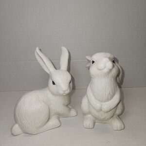 White Ceramic Rabbit Figurines